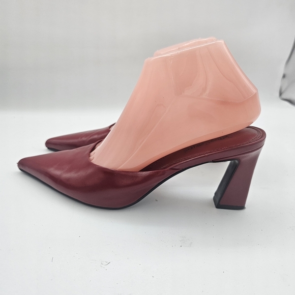 Jeffrey Campbell Unamused Cherry Red Block-Heel Pointed-Toe Mules Size 8 - Picture 6 of 16